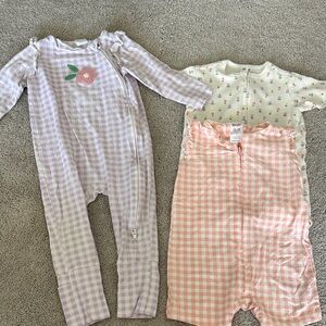 Lavender Gingham Floral Zip-Front Baby Pajama